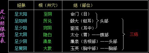 足六经根结表